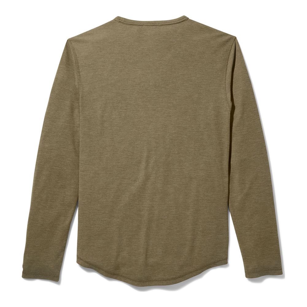 Camasi Timberland Barbati Masline Verzi - Dyer River Slim-Fit Long-Sleeve Waffle-Knit - Romania - AT